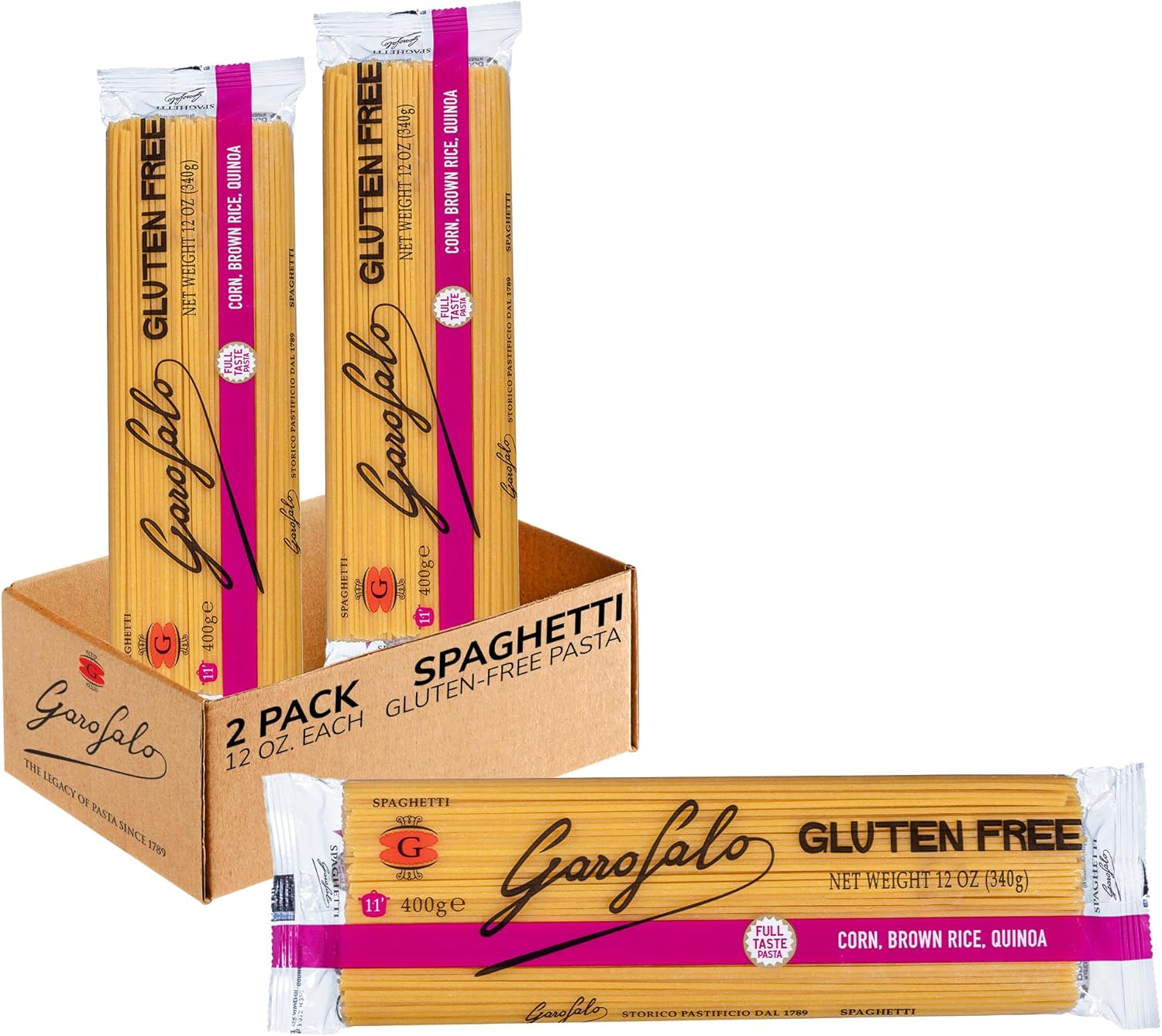 Garofalo - Premium Gluten-Free Spaghetti Pasta, Italian Made, Corn, Rice, Potato & Quinoa Blend, Bronze-Drawn, Al Dente (2 pack)