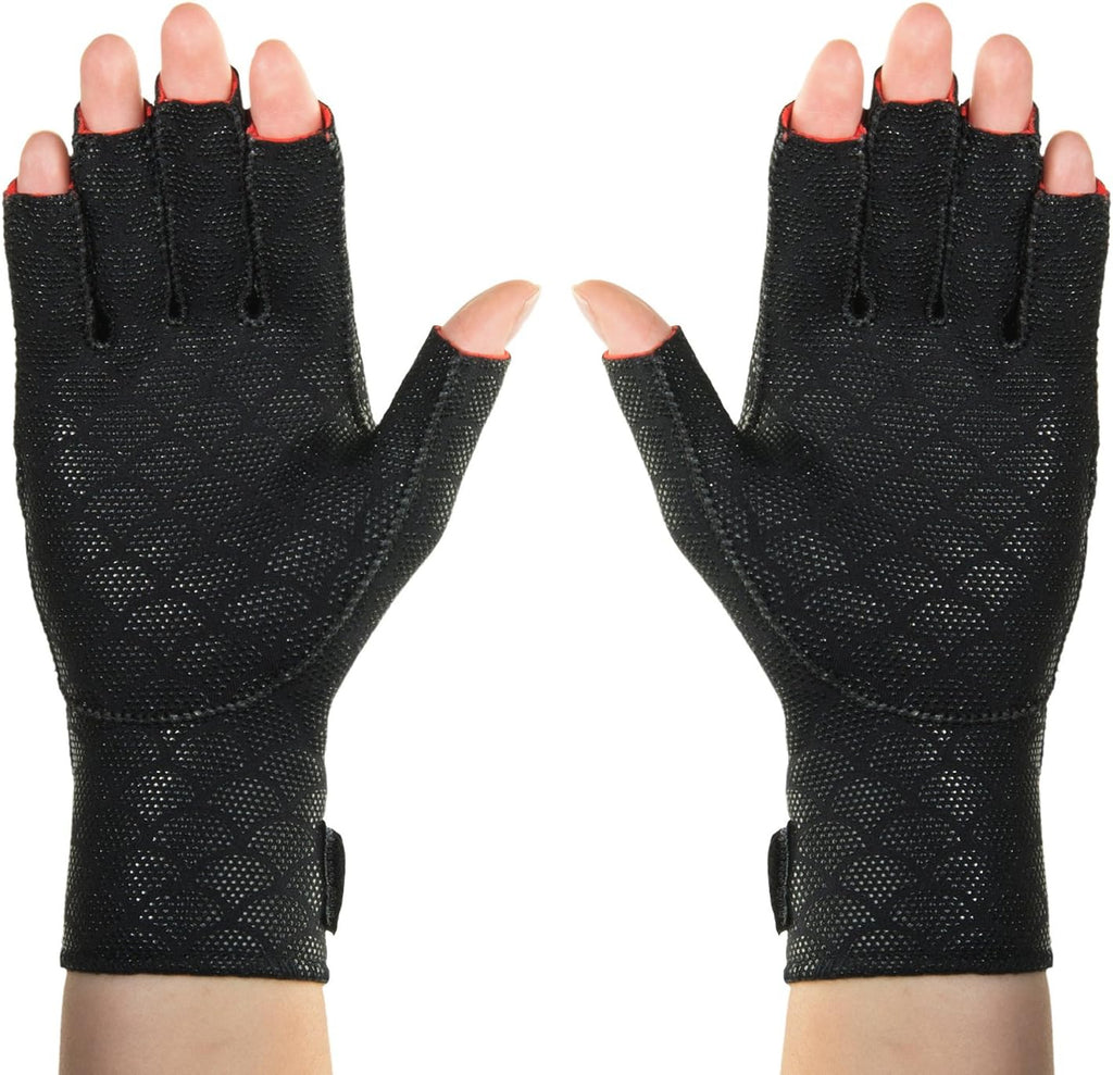 Thermoskin Premium Arthritic Gloves, Black,Relieves Arthritic Pain in Fingers and Hand, Size Large