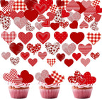 88PCS Edible Valentines Day Heart Cupcake Toppers Red Sweet Love Heart Cupcake Picks Happy Valentine's Day Heart Cake Decor for Valentine's Day Theme Party Decoration Supplies