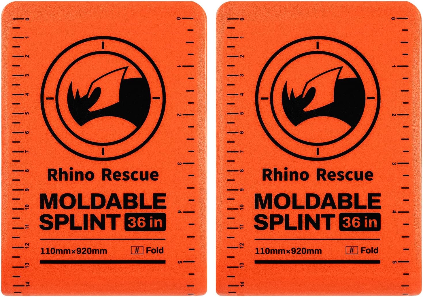 RHINO RESCUE First Aid Splint 36" X 4.3" Orange-Gray, Keep Bones in Position (2, Folded)