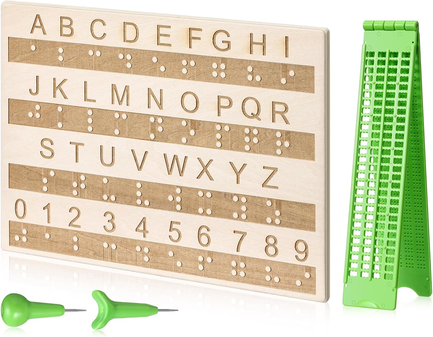 Braille Slate and Stylus Kit with 4 Line 28 Cells Braille Slate and Stylus Alphabet Board Writing Label Maker Plastic Fingerboard
