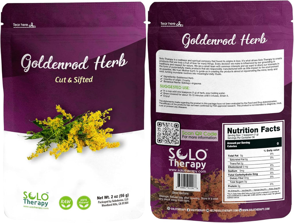 Goldenrod Tea Herbal Tea - Solidago Virgaurea - Herb Cut and Sifted - Resealable Bag - 56 grams - Premium Quality (Goldenrod Herb)