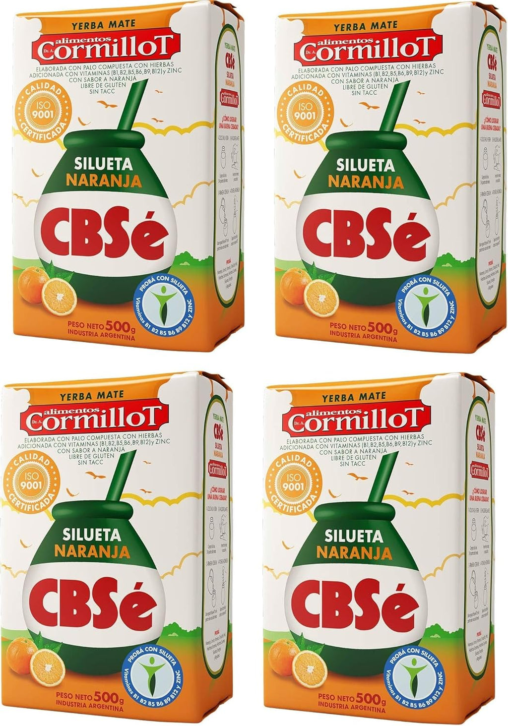 CBSe Yerba Mate Silueta Naranja "Dr. Cormillot" (Orange) 500g - 4 PACK._AB