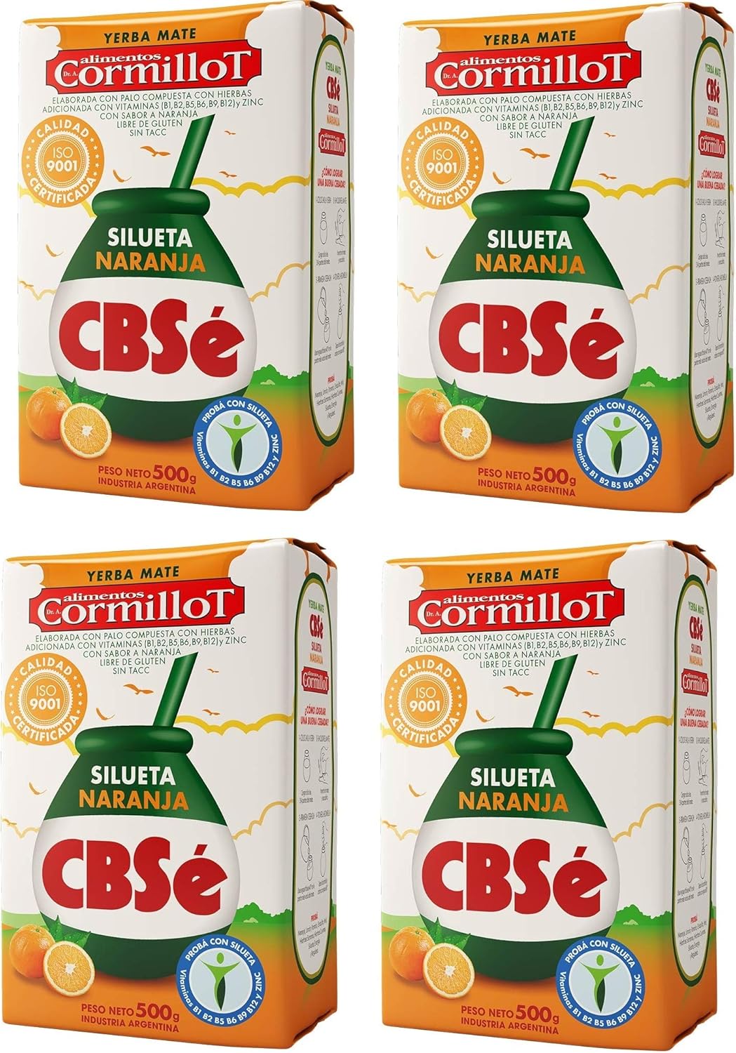 CBSe Yerba Mate Silueta Naranja "Dr. Cormillot" (Orange) 500g - 4 PACK._AB