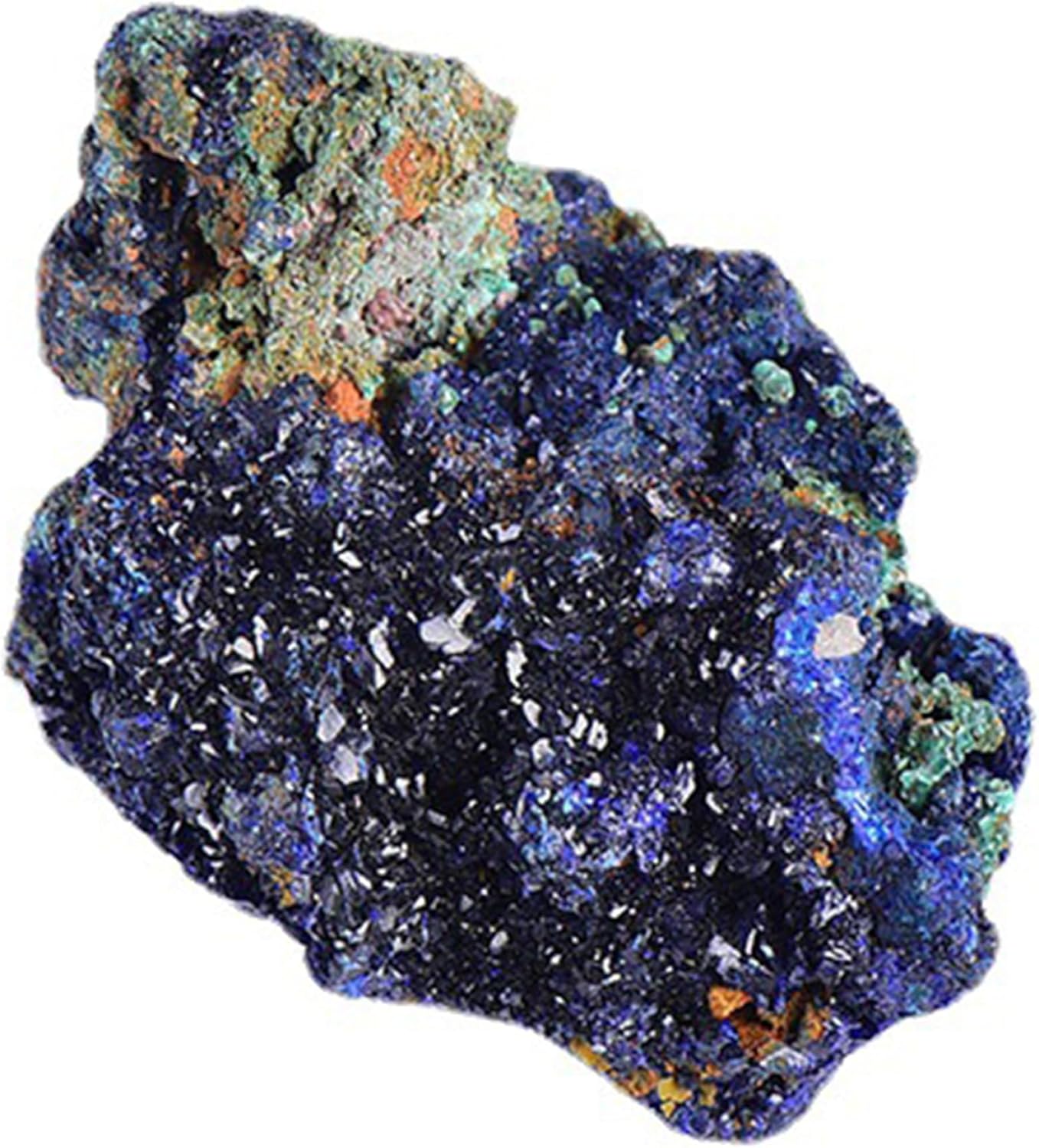 Natural Azurite Malachite Crystal Mineral Specimen, Malachite Stone Irregular Rough Mineral Specimen Original Shape Healing Crystal Worry Relief Stress with Gift Box.