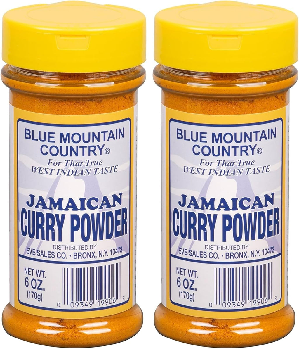 Blue Mountain Country Jamaican Curry Powder – 6 oz Shaker Bottle | Authentic West Indian Curry Spice Blend for Meat, Seafood, Vegetables & More [Pack of 2]