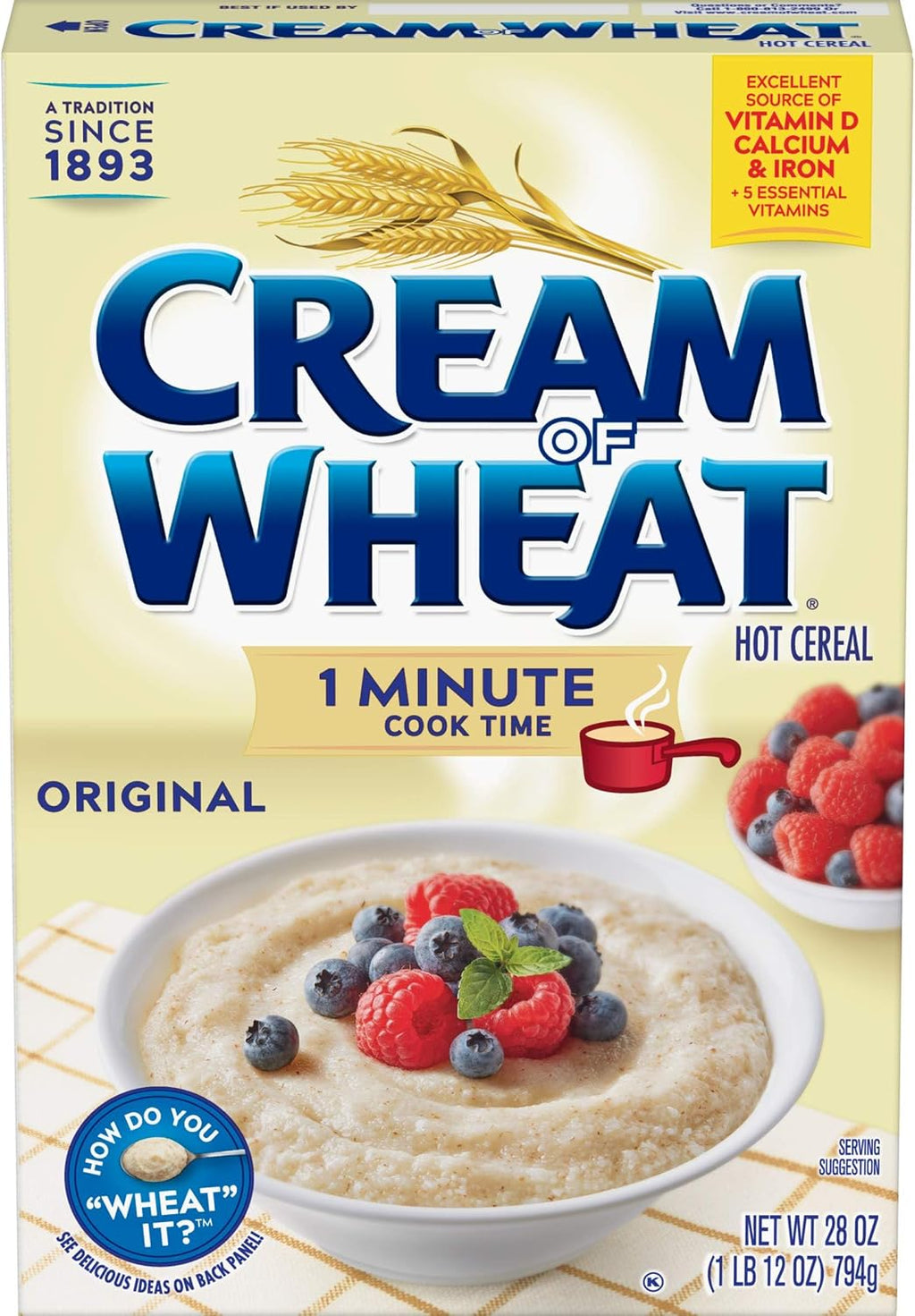 Cream of Wheat Original Stove Top Hot Cereal, 1 Minute Cook Time, 28 Ounce