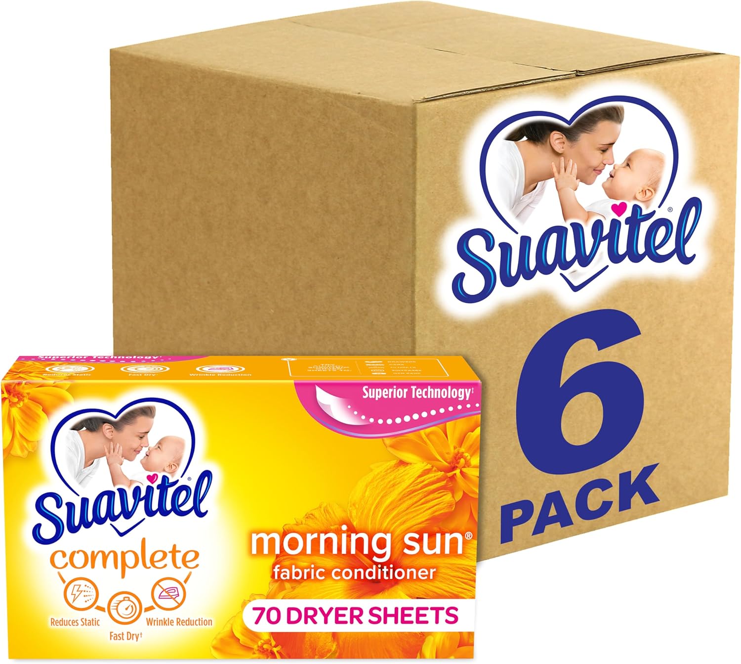 Suavitel Fast Dry Fabric Conditioner Sheets, Magical Morning Sun, 70 Count