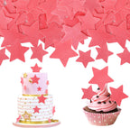 60 PCS Edible Star Cupcake Toppers Edible Stars Cake Decorations Wafer Paper Twinkle Star Cake Toppers Baby Shower Cupcake Picks for Wedding Engagement Bridal Shower Birthday Party Supplies Pink