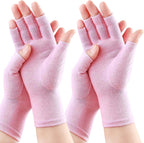 2 Pairs Arthritis Gloves for Women for Pain, Compression Gloves for Carpal Tunnel Relief, Rheumatoid Osteoarthritis, Fingerless Gloves for Women and Men, Typing (Pink, Medium)
