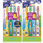 GuruNanda Kids Toothbrush with Suction Cup & Fun Animal Designs - Soft Bristles for Healthy Gums- Non-Slippery & Mess-Free Toothbrush, 3+ Age- 4 Count (Pack of 2)