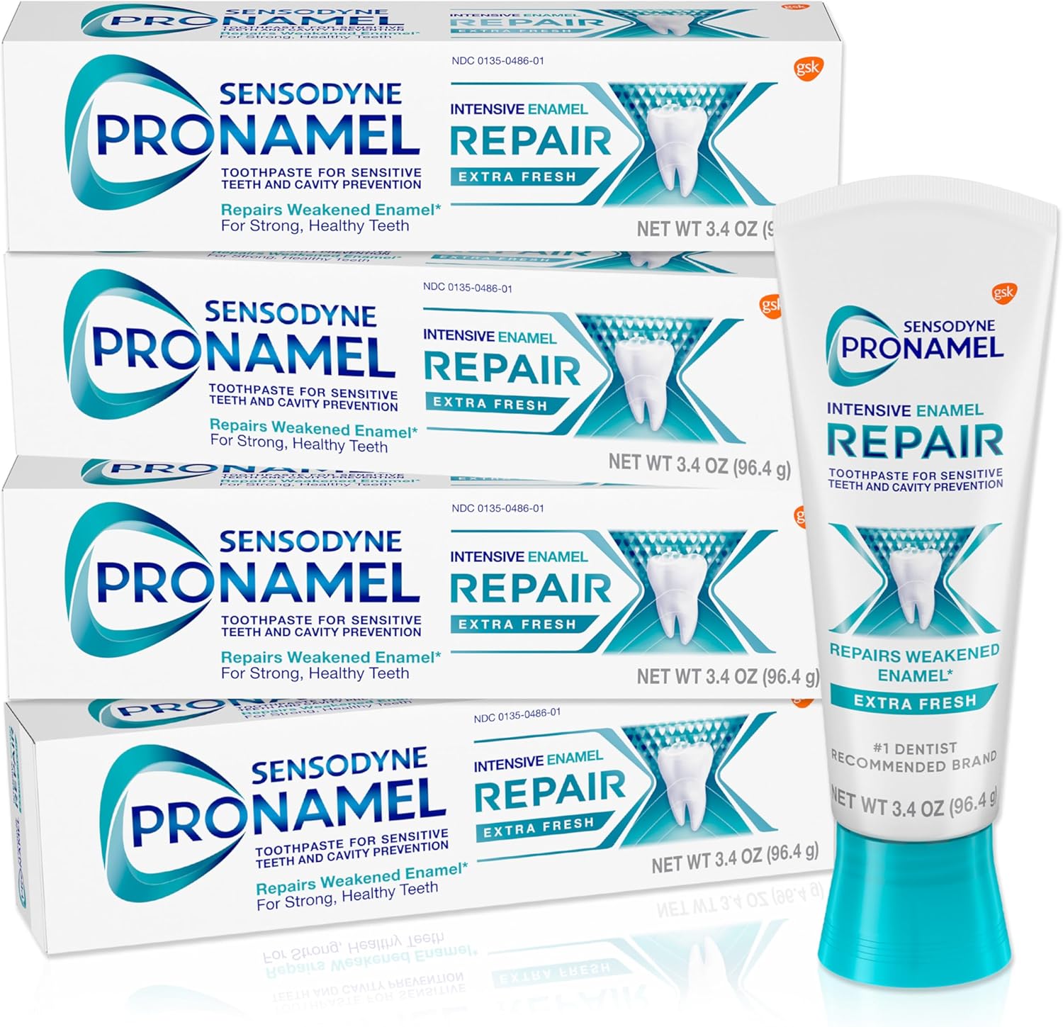 Sensodyne Pronamel Intensive Enamel Repair Toothpaste for Sensitive Teeth, to Reharden and Strengthen Enamel, Extra Fresh - 3.4 Ounces (Pack of 4)
