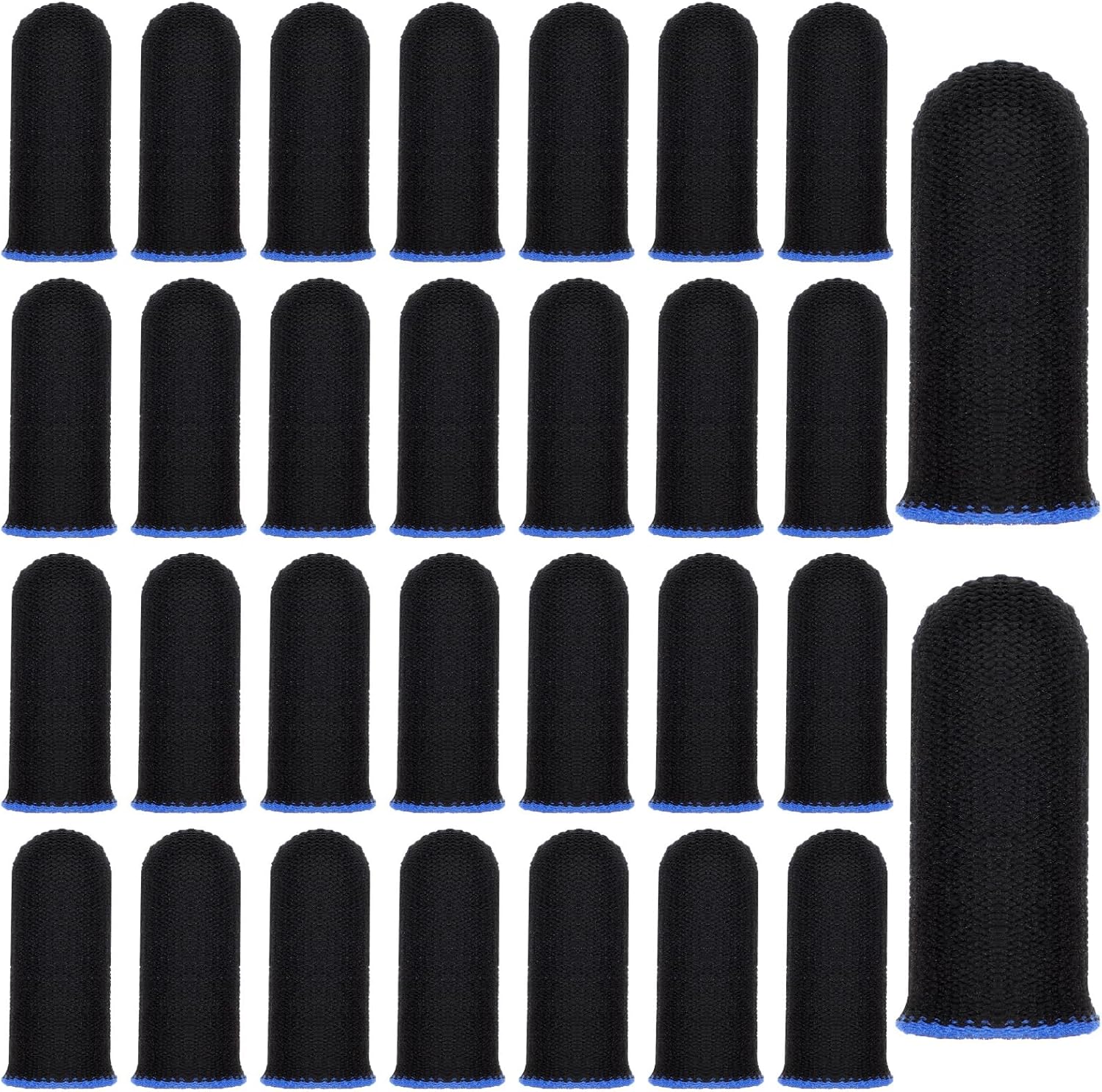 30 Pcs Gaming Finger Sleeves Light Fiber Thumb Protector Breathable Smooth Feel Protector Wrap Durable Anti Sweat Extremely Thin Support Covers for Devices Touchscreen Game Play (Black)