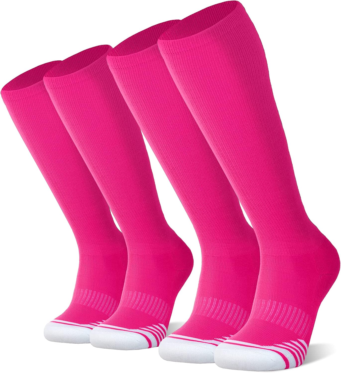 FITRELL 2/3 Pack Baseball Soccer Softball Socks for Kids Youth Men & Women Over-the-Calf Knee High Socks (Multiple Colors)