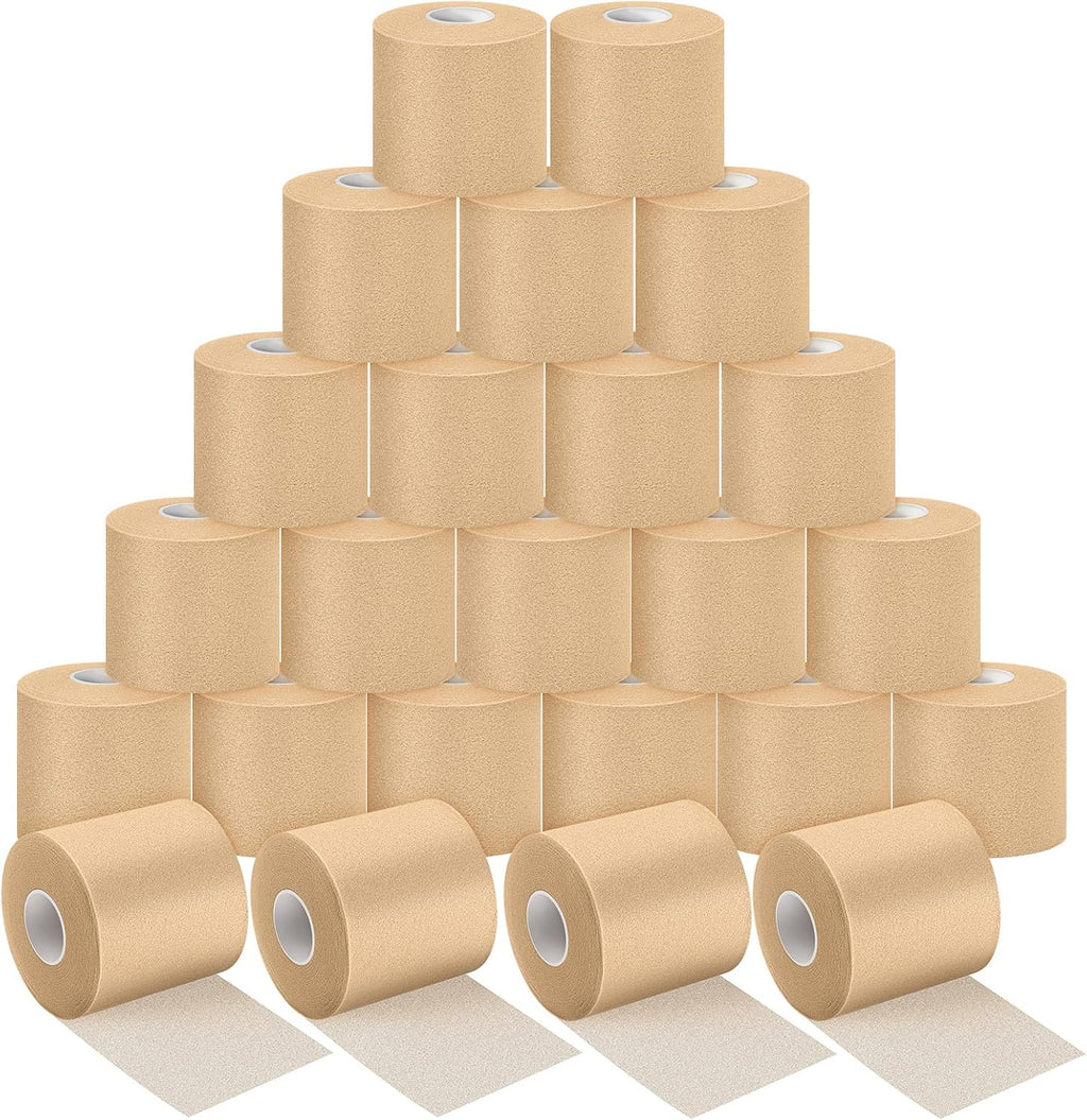 24 Pieces Foam Underwrap Tape Sports Prewrap Athletic Tape Foam Pre Wrap for Ankles Wrists Hands and Knees(Beige)