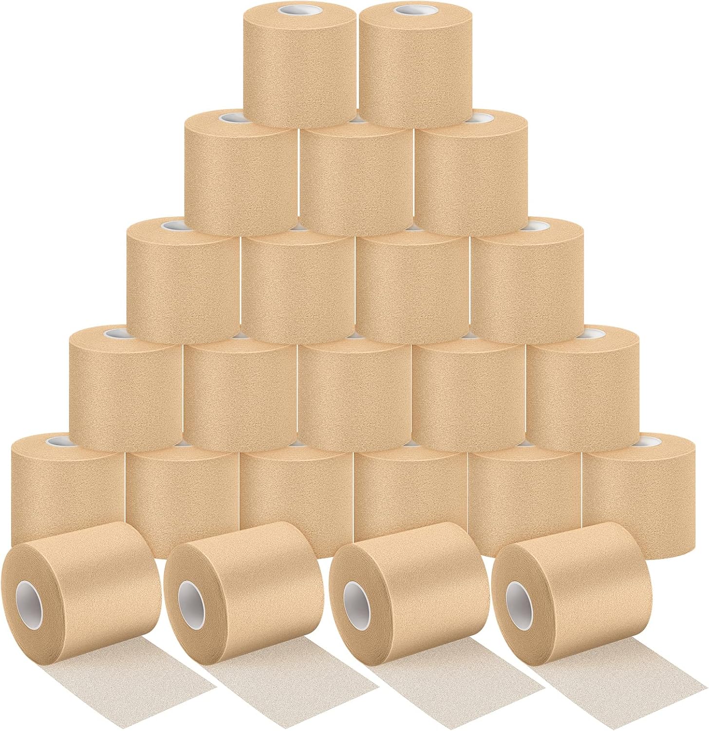 24 Pieces Foam Underwrap Tape Sports Prewrap Athletic Tape Foam Pre Wrap for Ankles Wrists Hands and Knees(Beige)