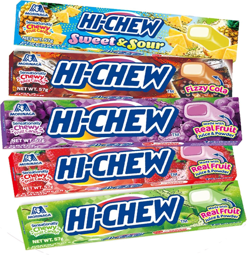 Japanese Candy Variety Pack (5 Assorted Flavors) | Sweet and Sour (Pineapple), Carbonated Cola, Grape, Strawberry, Green Apple