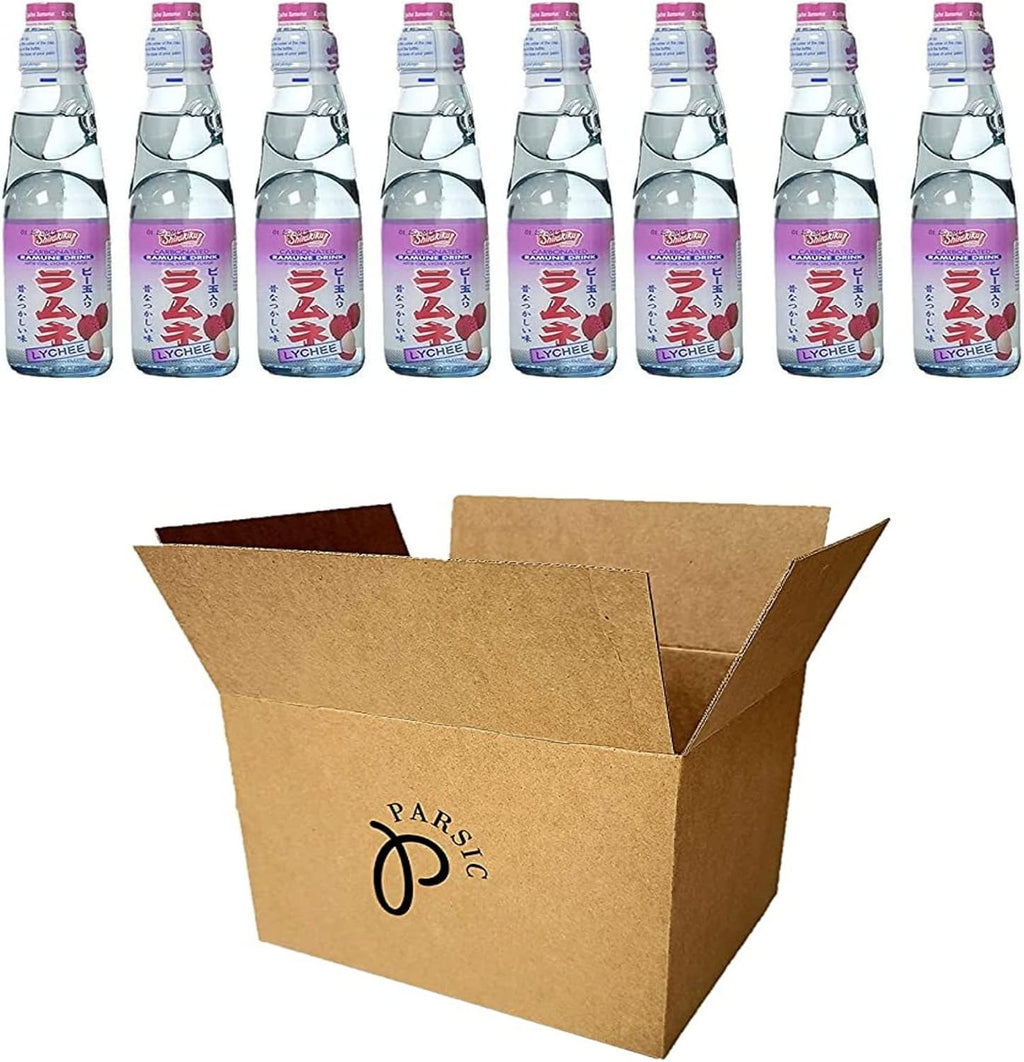 RAMUNE Japanese Soft Drink multi-pack, 8 Bottles, 6.76 Fluid Ounce (Lychee)
