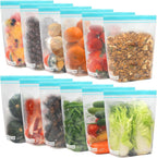 12 Pack Reusable Gallon Freezer Bags, Dishwasher Safe BPA Free Food Storage Bags, Extra Thick Leakproof Plastic Ziplock Bags for Meal Prep Fruits Sandwich Snack