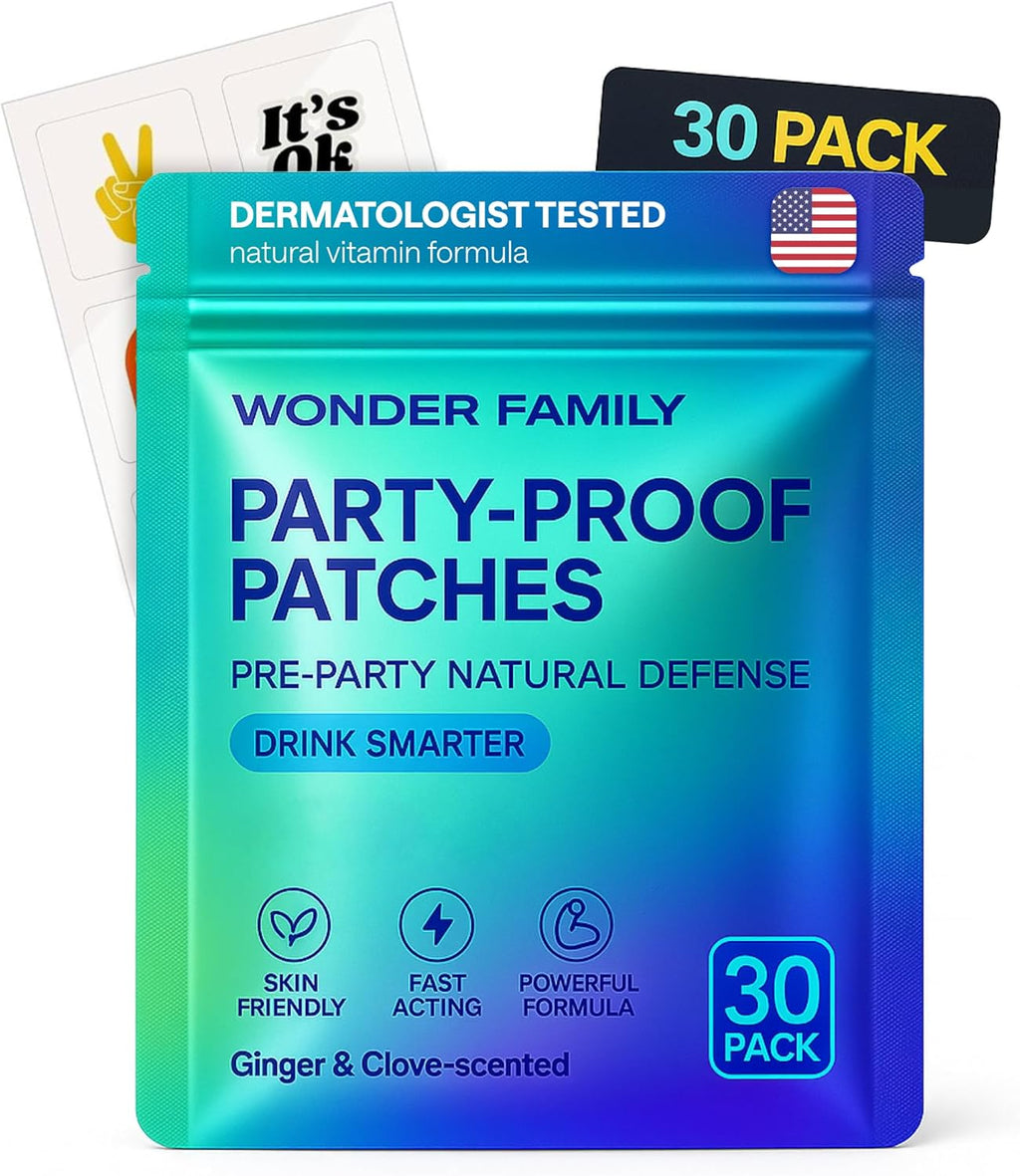 Recovery Patches for Women & Men – Clear Mornings after Parties and Nights Out – Contain Vitamins A, C, D, E, & B, Ashwagandha, Boswellia, Glutathione, Milk Thistle Extract – 30 Green Patches