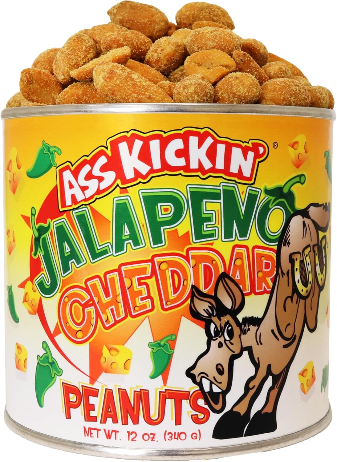 ASS KICKIN’ Jalapeno Cheddar Spicy Hot Peanuts – 12oz - Perfect Premium Ultimate Spicy Snack Gourmet Gift Hottest Peanuts - Try if you dare!