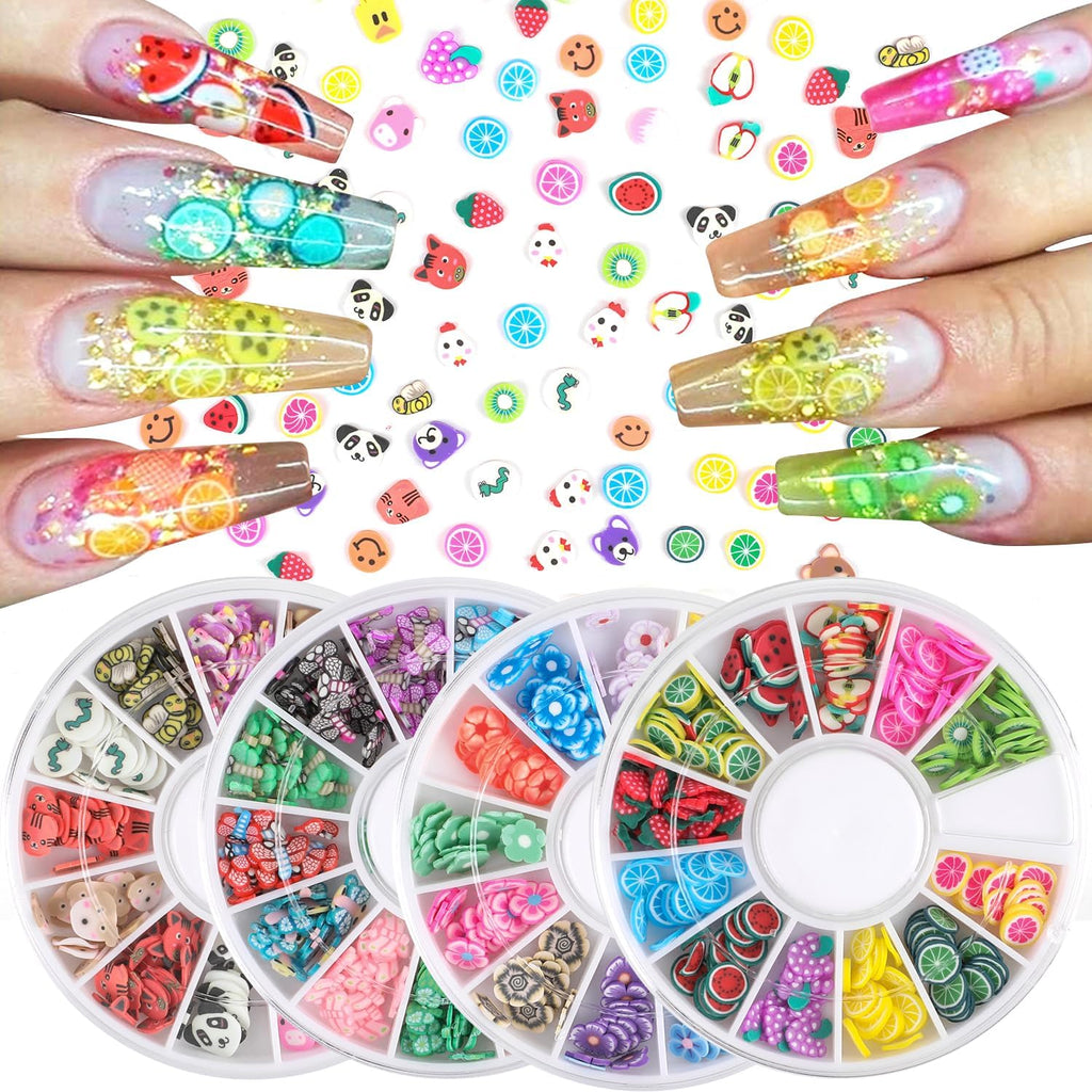 DECORA 3000pcs Fruit Nail Art Slice, Fruit Slime Charms 14 Styles DIY Crafts Assorted 3D Slice 3-5mm for Clay Nail Art Decoration