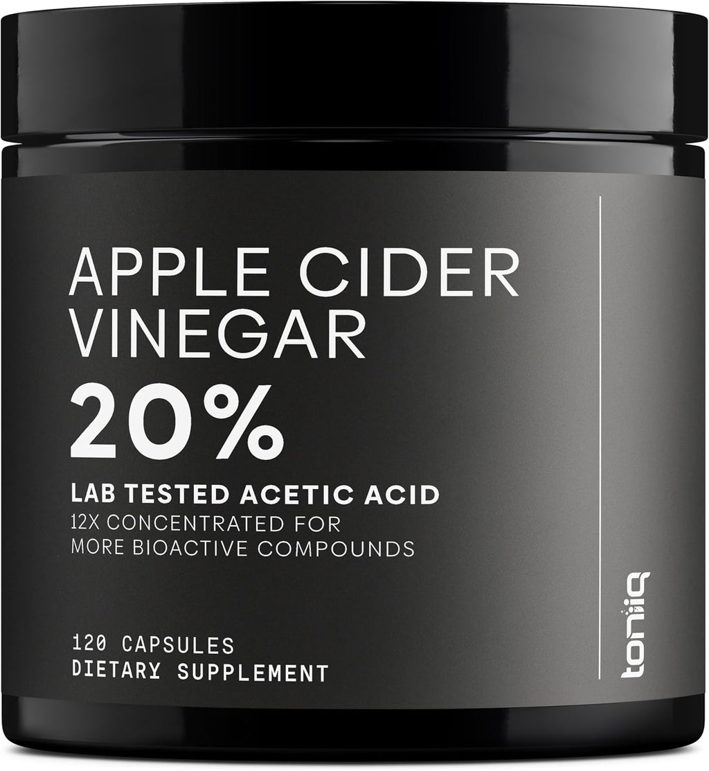 Toniiq Apple Cider Vinegar Capsules - Ultra High Potency 2,010mg Formula with 20% Acetic Acid & Cayenne Pepper - Made with the Mother - Third-Party Lab Tested - 120 Capsules