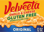 Velveeta Gluten Free Shells and Cheese, Brown Rice and Corn Pasta, 1 Box, for Easy Dinner or Dinner Sides, Original Flavor, Made with Real Cheese, 12 oz
