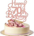 1 Pack Happy 70th Birthday Cake Topper Rose Gold Glitter 70 & Fabulous Cheers to 70 Years Old 70th Birthday Cake Pick for Celebrating 70th Birthday Anniversary Party Cake Decorations Supplies