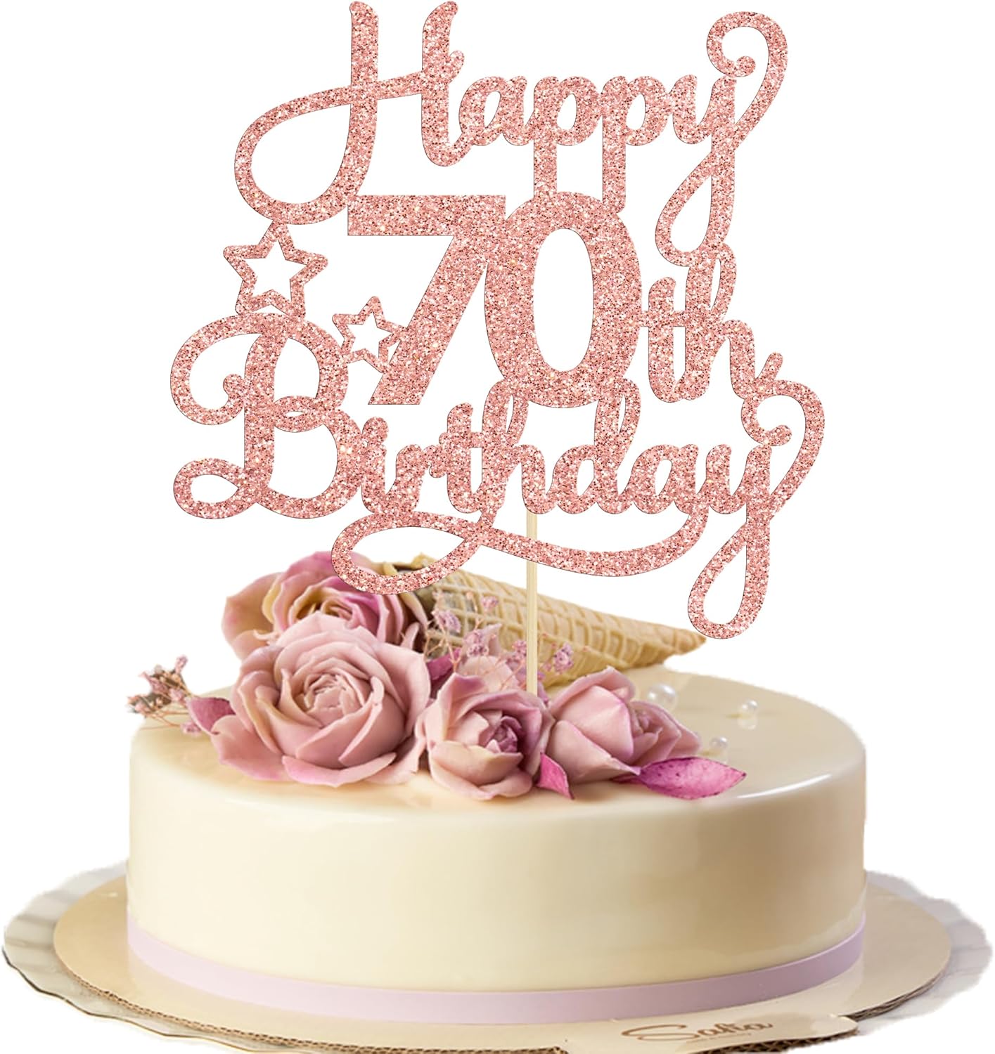 1 Pack Happy 70th Birthday Cake Topper Rose Gold Glitter 70 & Fabulous Cheers to 70 Years Old 70th Birthday Cake Pick for Celebrating 70th Birthday Anniversary Party Cake Decorations Supplies