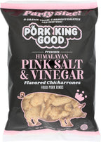 Pork King Good Himalayan Pink Salt & Vinegar Pork Rinds 7 OZ FAMILY SIZE (Chicharrones - Keto Snacks)