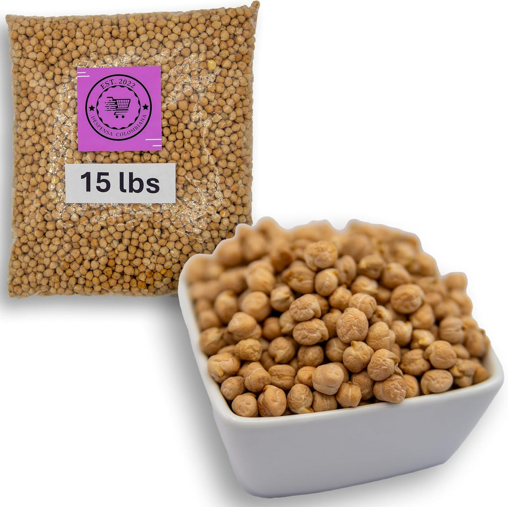 15 Lbs Dry Chick Peas Bulk - Garbanzos Bulk Grown in USA - Triple Cleaned Chickpeas - Despensa Colombiana Dried Chana 240.00 oz Ideal for Cooking and more!