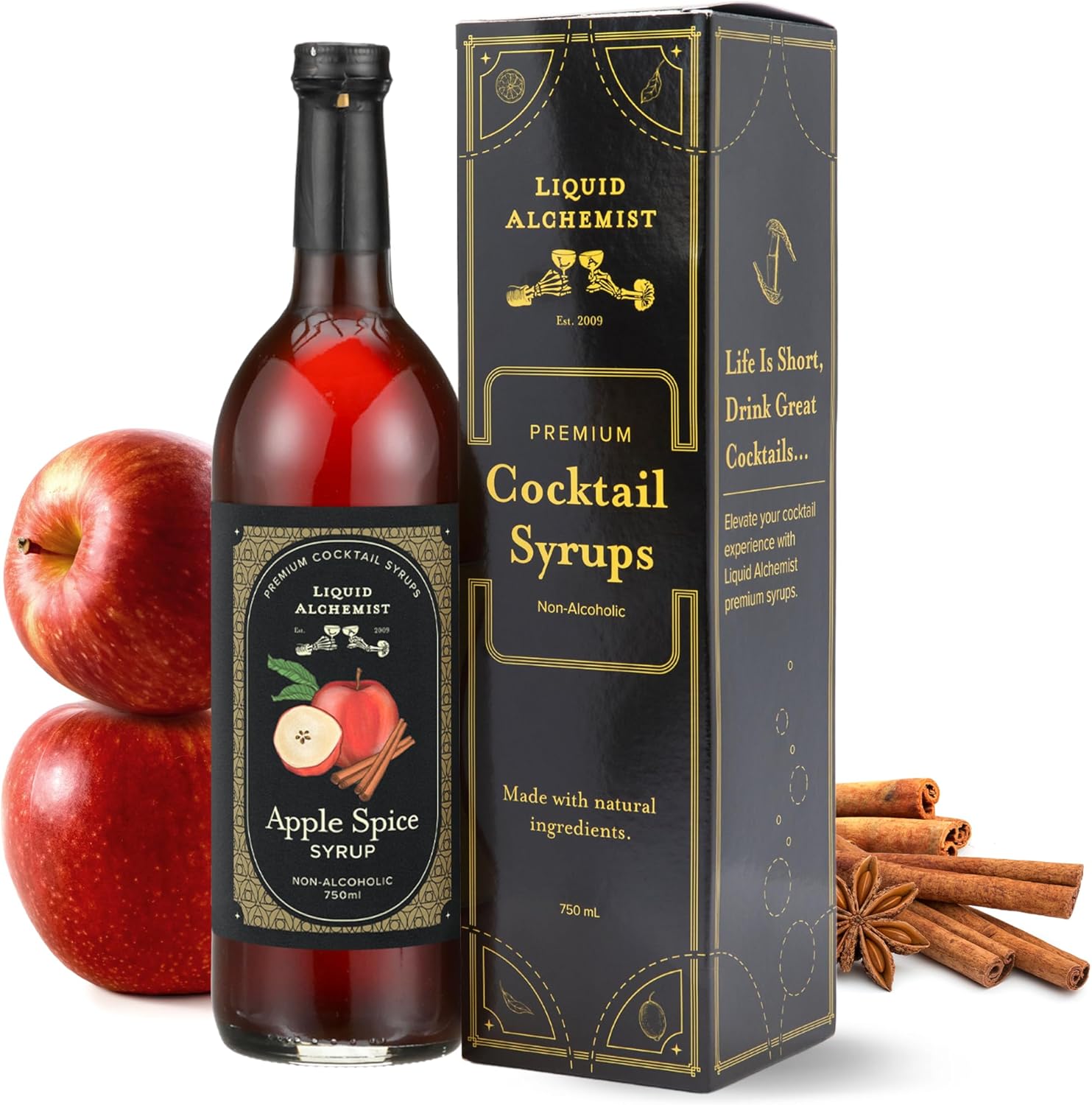 Liquid Alchemist Apple Spice Syrup for Cocktails - Real Ingredients Make our Apple Syrup for Drinks Perfect for a Fall Themed Old Fashioned Mix (25.4 oz)