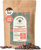 Organic Specialty Whole Bean Coffee - Freshly Roasted to Order - Medium Roast, 1 lb Bag Single Origin Ethiopian Harrar Coffee Beans - Farm Direct, Chocolate & Fruity Notes