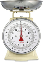 TERRAILLON Vintage Kitchen Scales – Manual Tare – Large Dial and Bowl 1 L, Load 5 kg – Model 'Tradition 500' Cream
