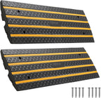 VEVOR Car Driveway Rubber Curb Ramp, 2 Pack 48.8-inch-Long Heavy Duty Low Profile Slope Ramps, 2.6’’ Rise, 33069 lbs Load Capacity, Reflective Safety Strips, for Vehicles, RVs, and Wheelchairs