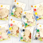 24 Pcs Farm Party Favors Farm Animal Wooden Painting Craft Kits Farmer Animal Birthday Party Supplies with Organza Bag for Birthday Favors Goodie Bags Fillers