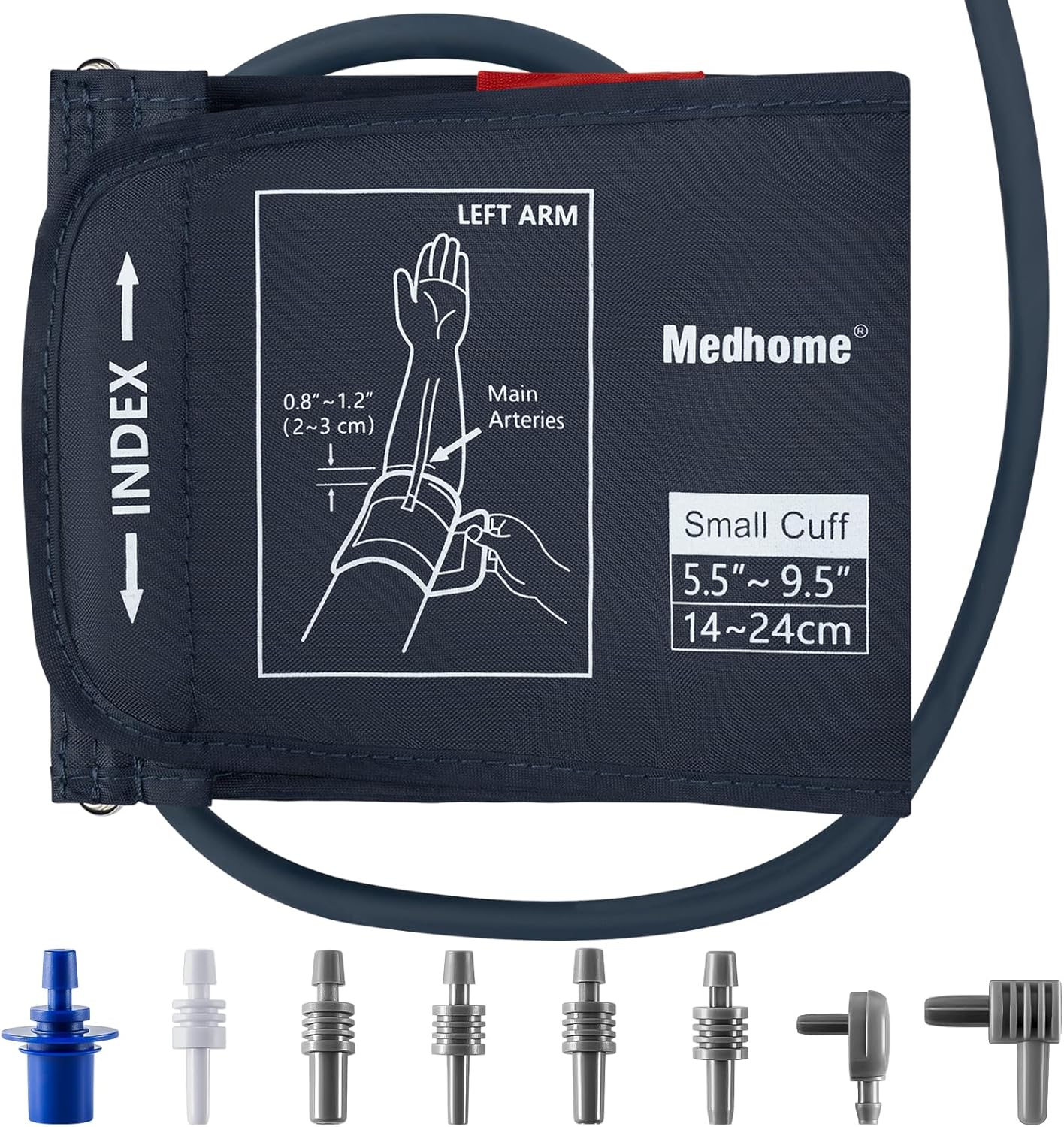 Small Blood Pressure Cuff Upper Arm 5.5"-9.5"(14-24cm) S Replacement BP Cuff for Small Arms Adult Cuff with 8 Connectors Compatible with Omron and Other Brands BP Monitors