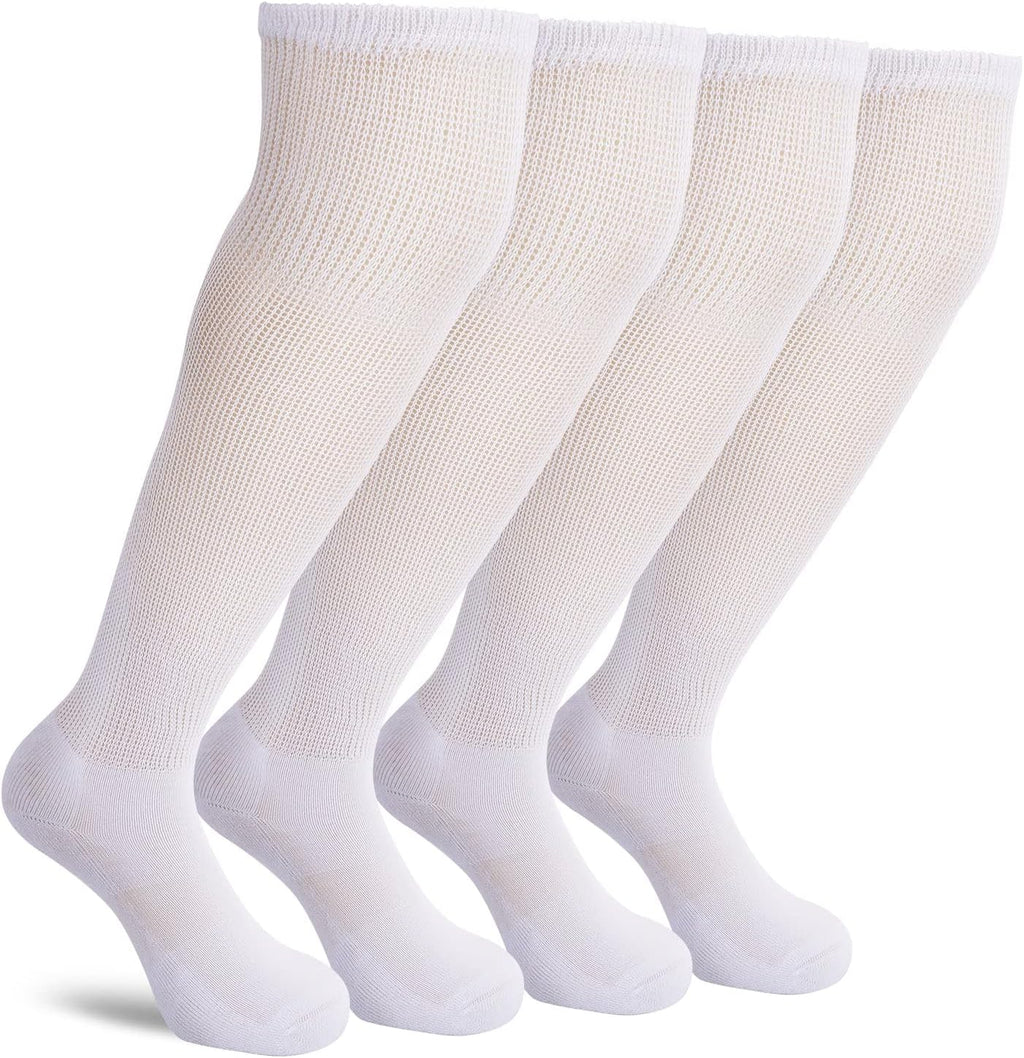 Non-Binding Over the Knee Diabetic Socks for Men, 4 Pairs Circulatory Socks with Cushion Sole