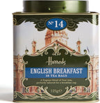Harrods London. No. 14, English Breakfast 50 Tea Bags 125g 4.4oz GIFT TIN CADDY Seller Product Id HD2 USA Stock