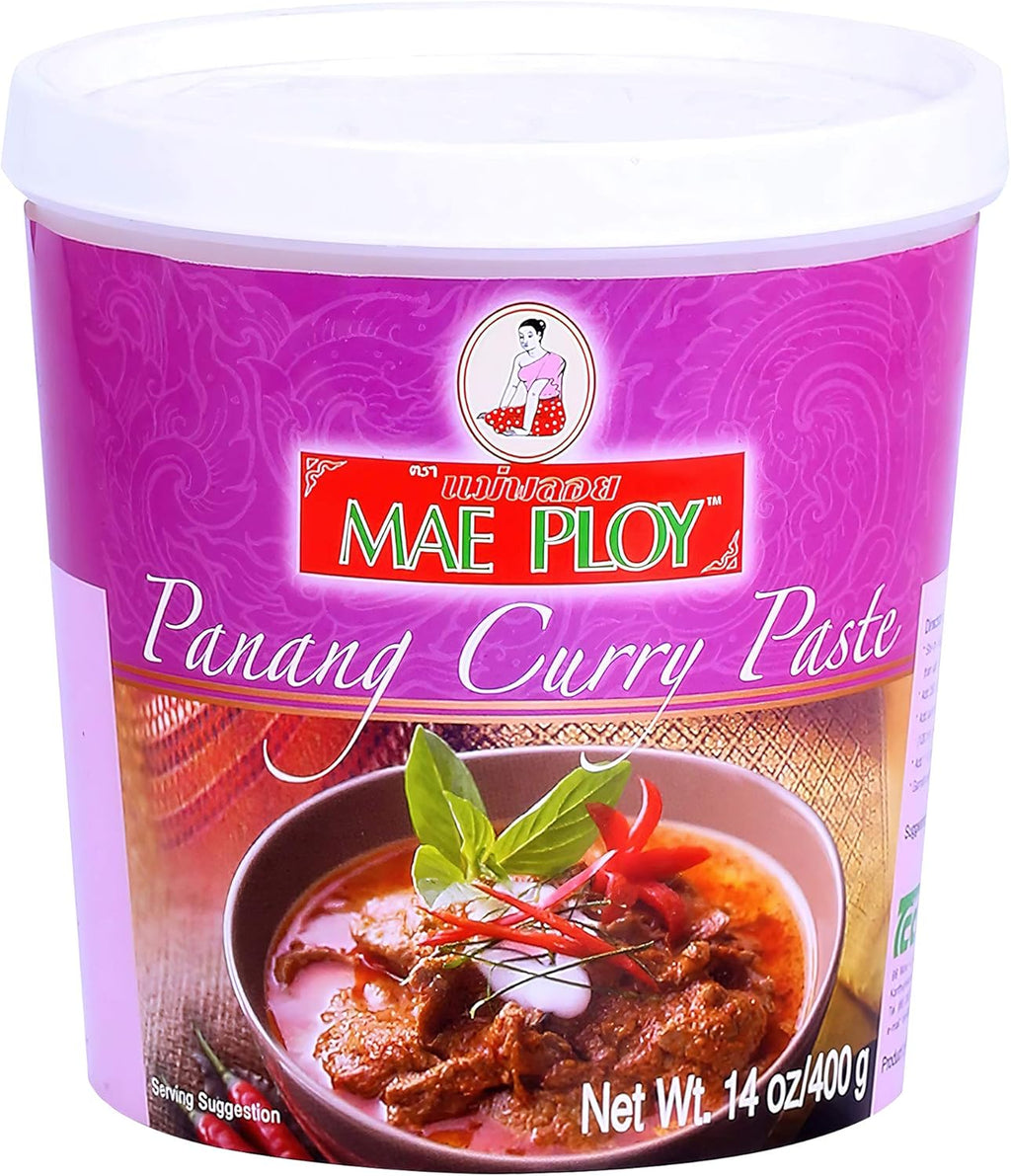 Mae Ploy Panang Curry Paste, Authentic Thai Panang Curry Paste for Thai Curries & Other Dishes, Aromatic Blend of Herbs, Spices & Shrimp Paste, No MSG (14 oz Tub)