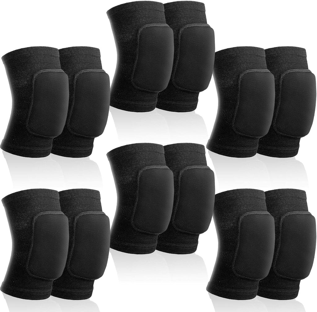 Yunsailing 6 Pairs Volleyball Knee Pads for Women Men, Soft Breathable Volleyball Tactical Knee Pads Workout Protector for Basketball Football Hockey Dance Running(L Size,Black)
