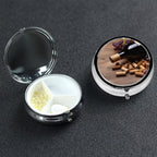Small Pill Box 3 Compartment Wine Bottle Corks Grapes Pill Box for Pocket or Purse Decorative Metal Pill Organizer Portable Travel Pillbox Round Medicine Vitamin Holder Unique Gift