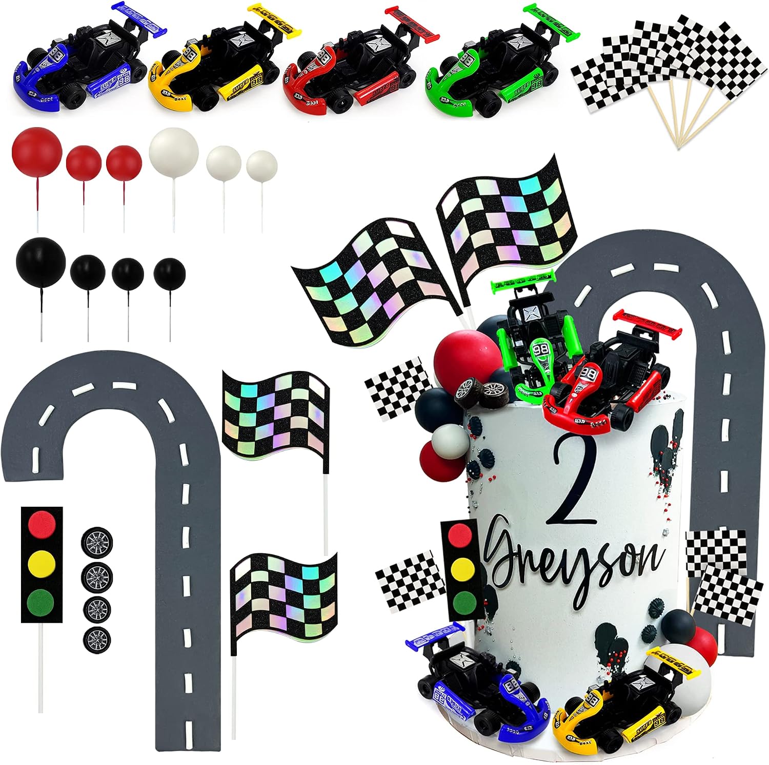 Racing Car Cake Decoration Car Cake Topper Racing Party Favors for Kids Birthday Supplies Baby Shower