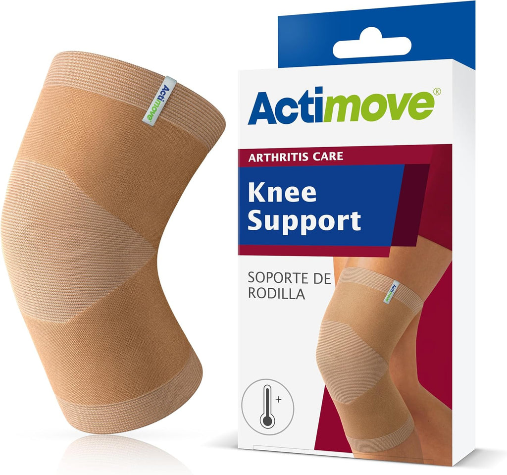 Actimove Arthritis Care Knee Support with Heat-retaining Fabric – Drug-free Pain Management for Arthritis, Increases Blood Circulation – Left/Right Wear – Beige, Medium