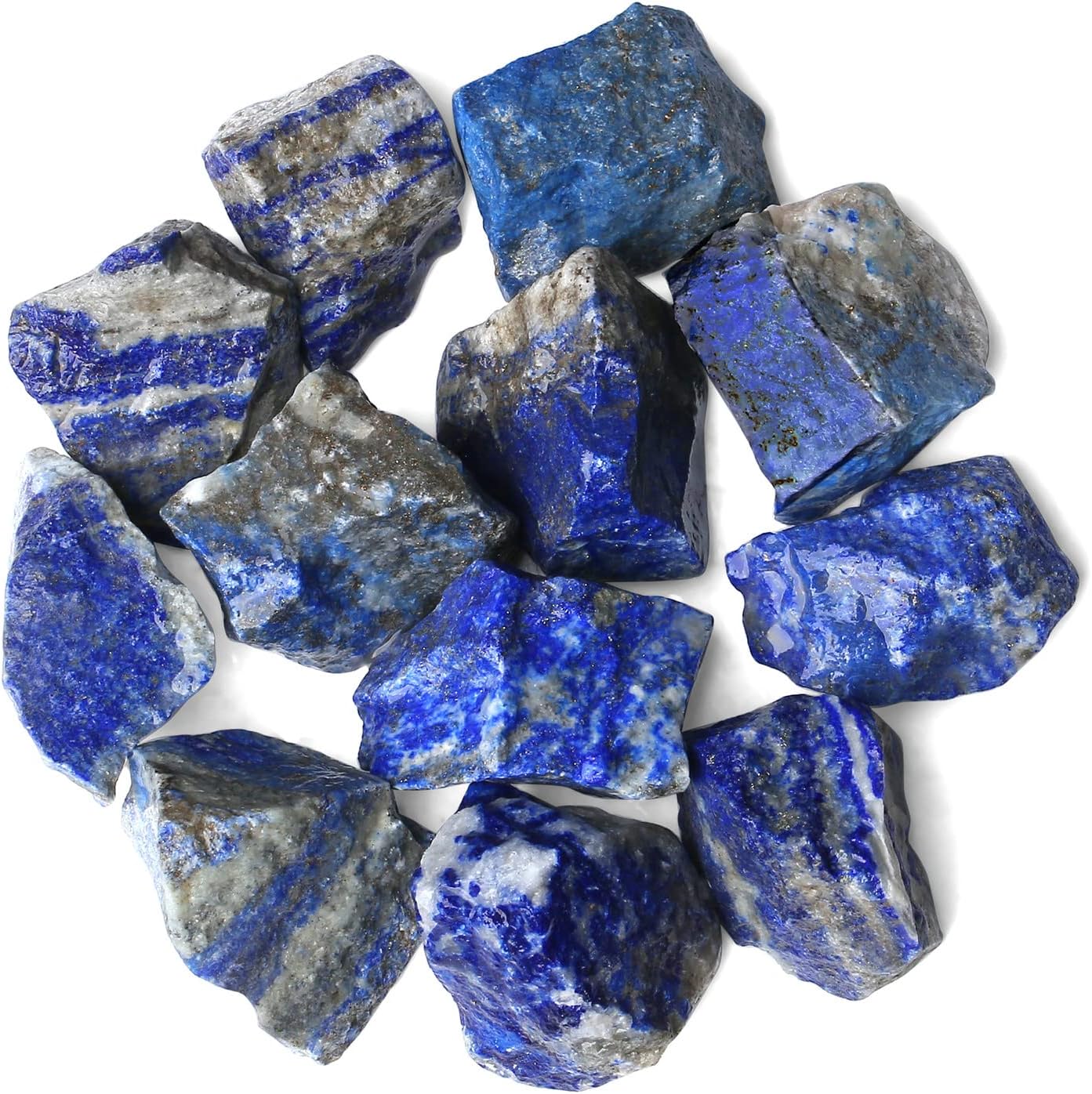 QINJIEJIE Lapis Lazuli Raw Crystals Natural Rough Stones Bulk Large 0.8-1.2" Rocks Reiki Gemstones Fountain Rocks for Tumbling Cabbing Polishing Wire Wrapping Wicca Decoration 0.45 lbs