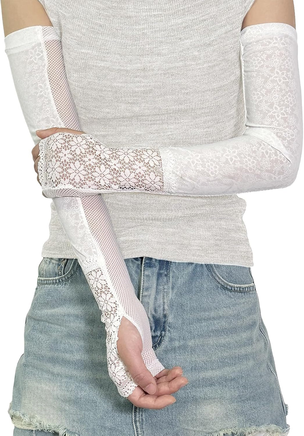 Lace Ice Arm Sleeves for Women, Sleeves to Cover Arms for Women, Sun Flower UV Sleeves