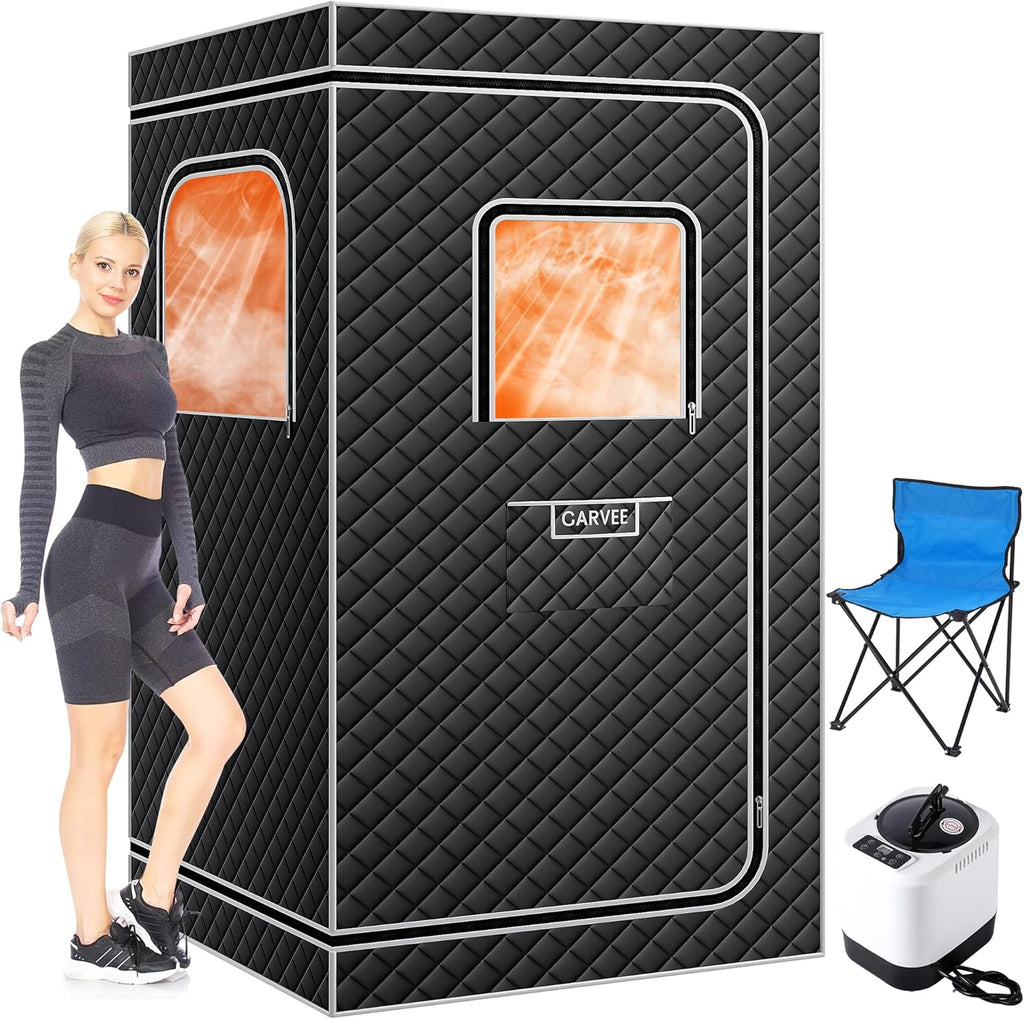 Portable Steam Sauna Tent for Home, Sauna Box Portable Explosion Zroof Zip,99 Mins Timer, 4L 1500W Steamer, Sauna Tent with 600D Encrypted Fibre, Quick Heat-Up Foldable for Home, Indoor Spa（Grey）