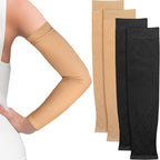2 Pairs Full Forearm Tattoo Cover Up Compression Sleeves Band Concealer Support UV Arm Sleeves for Women Men (Black, Nude)