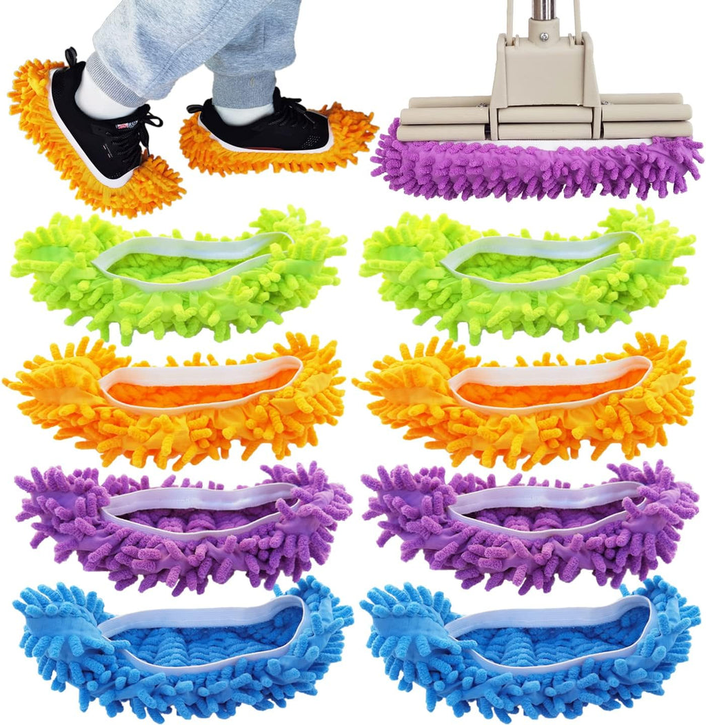 4 Pairs (8 Pieces) Mop Slippers Shoes Cover Dust Duster,Multi Function Reusable Microfiber Dust Mops,Floor Cleaning Shoes for Bathroom,Office,Kitchen,House Polishing Cleaning